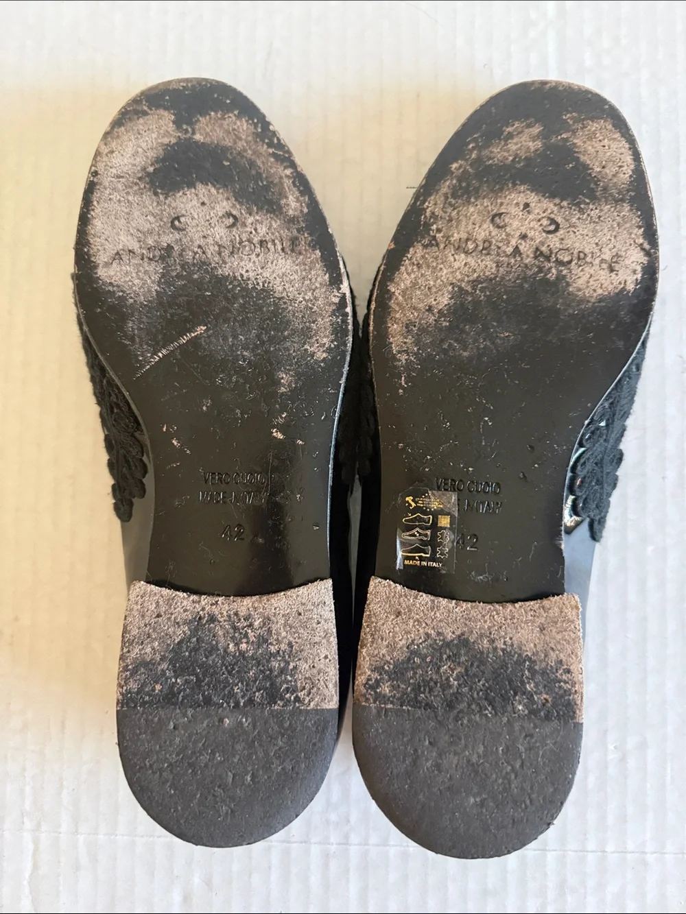 Andrea Nobile Black Patent Leather With Raised  Embroidered Braiding Loafers